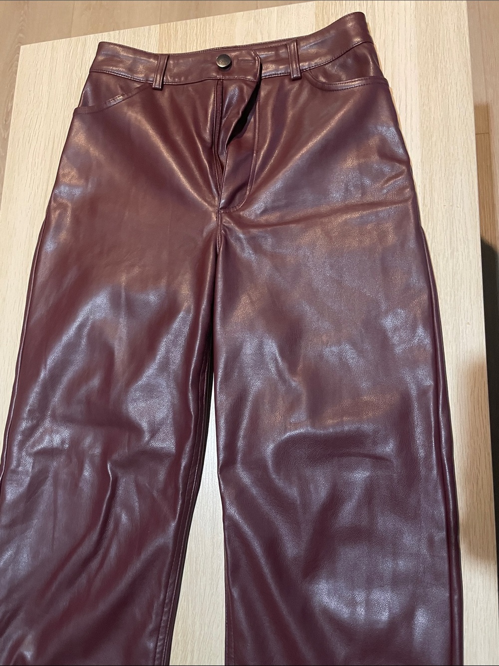 Dynamite Leather Maroon Straight Leg Jeans